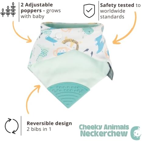 Cheeky Chompers Neckerchew Teething Bib, 2-in-1 Bandana Style Bib w/Food Grade - Image 3