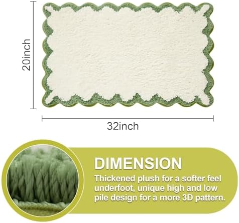 ORTIGIA Scalloped Green Bath Mat Non Slip Washable - Image 2
