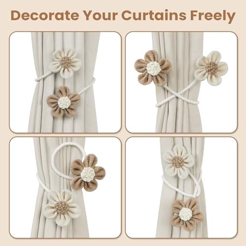KLOGTSIND Flower Curtain Tiebacks, Decorative Curtain Holdbacks No Drill - Image 4