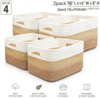 4 sets of hand-woven cotton rope storage boxes, suitable - Image 2