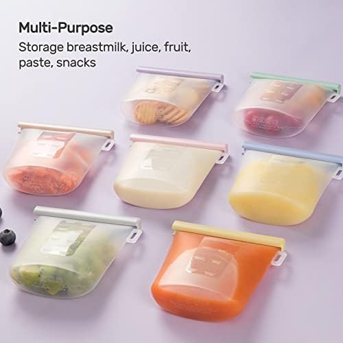 Nuliie 7 Pcs Silicone Breastmilk Storage Bags Reusable, 8oz/240ml Double - Image 6