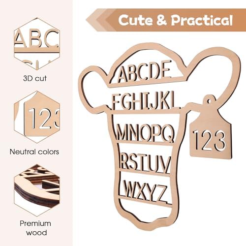 Nichake Western Nursery Wall Decor Neutral Cow Alphabet Wall Art - Image 2