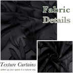 Lecloud Leia Black Sheer Kitchen Curtains 18 Inch Length 2 Pcs, Jacquard Leaf - Image 4