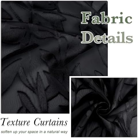 Lecloud Leia 14 Inch Black Sheer Valances - Image 4