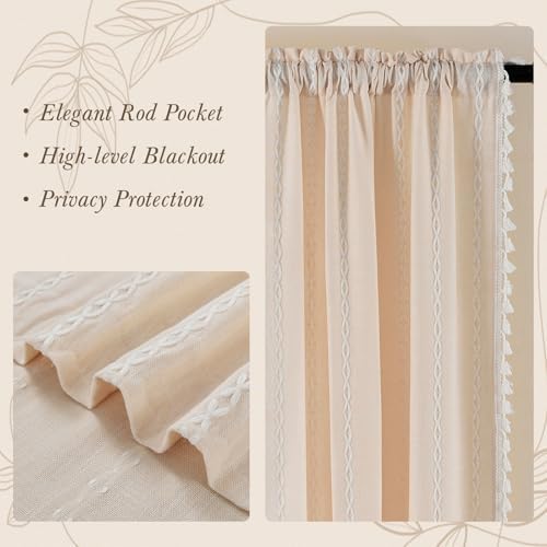 MitoVilla Cream Boho Farmhouse Kitchen Valances - Image 6