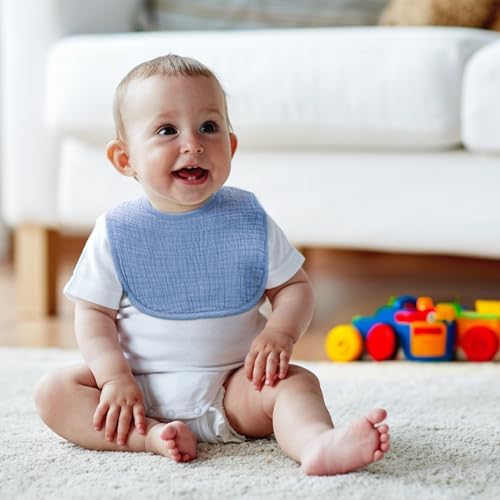 POIKSHARK 6-Pack Muslin Baby Bibs - Image 5