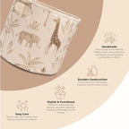 Crane Baby Fabric Round Nursery Storage Basket, Toy Storage, Safari Animal - Image 2