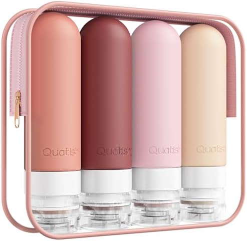 Quatish Travel Bottles for Toiletries, 3 oz Travel Size Containers by Quatish