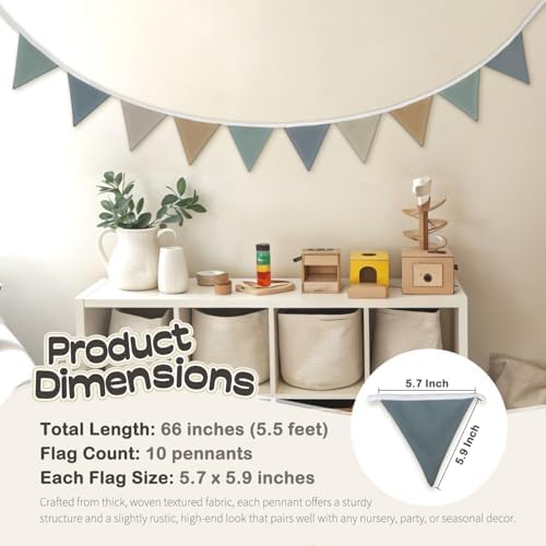 Boho Boys Room Playroom Pennant Banner, Nursery Garland Triangle Bunting Flag - Image 6