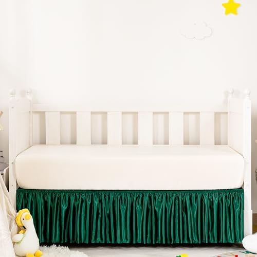 Blackish Green Satin Crib Bed Skirt by Counfeisly