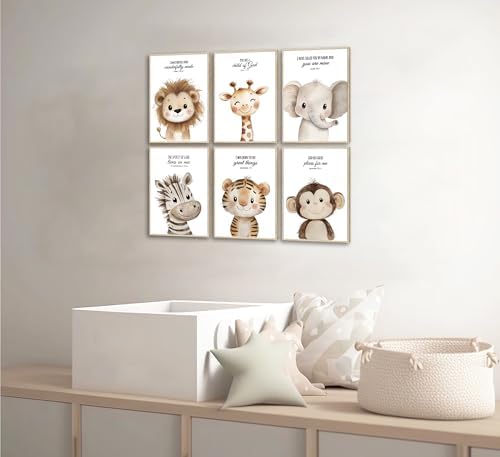 6Pcs Nursery Bible Verse Animal Wall Art Cute Woodland Animals Christian - Image 6