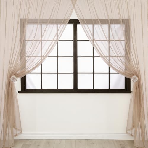 Leinuosen 2 Pack Boho Curtain Holdbacks Rattan Tiebacks, Round White - Image 5