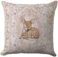 Sleeping Fawn Pillow Cover 18x18, Floral Woodland Nursery Decor by Unknown