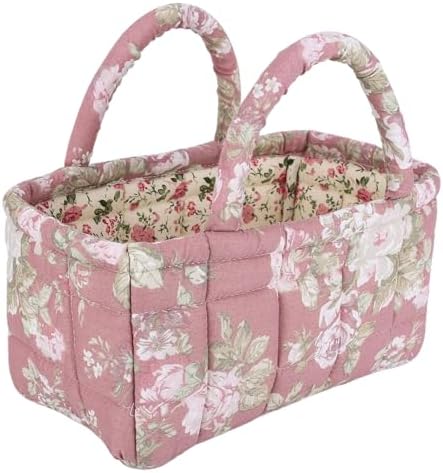 Small Storage Basket Organizer, Mini Fabric Floral Storage Baskets by Ankick