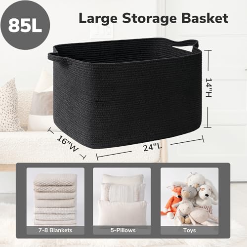 Goodpick 85L Large Woven Rope Blanket Basket - Image 3