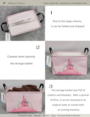 Rectangular Pink Castle Princess Closet Bedroom Storage Bin - Image 5