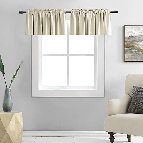 DONREN 2 Panels Cream Beige Curtain Valances by DONREN