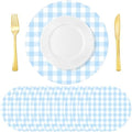 Funnymoom 60 Pcs Blue and White Gingham Disposable Paper Placemats Round Table by Funnymoom