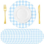 Funnymoom 60 Pcs Blue and White Gingham Disposable Paper Placemats Round Table by Funnymoom