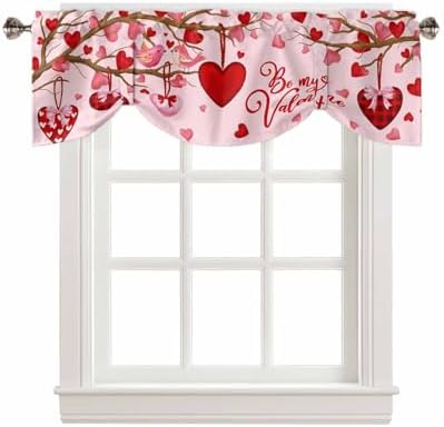Pink Valentine's Day Blackout Tie Up Valance Curtains by VandarllinHomeKitchenDecor