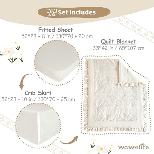 Crib Bedding Set for Girls, Ruffle Baby Crib Bedding Set Nursery Bedding Sets - Image 4