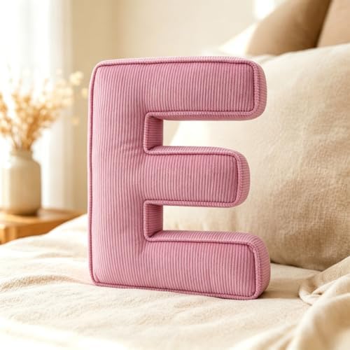 Pink Letter Plush Pillow, Letter Hugging Throw Pillows, Decorative Corduroy by Shapeazy