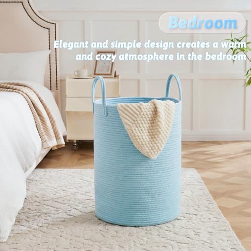 Laundry Basket, Woven Cotton Rope Laundry Hamper, 60L - Image 3