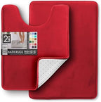 Clara Clark 2 Piece Bathroom Rugs, Velvet Memory Foam Bath Mat Set, Non-Slip - Image 3