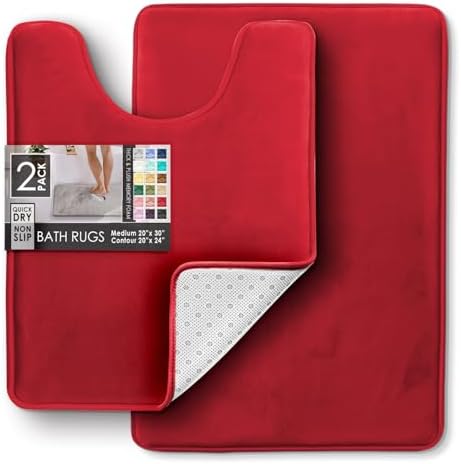 Clara Clark 2 Piece Bathroom Rugs, Velvet Memory Foam Bath Mat Set, Non-Slip - Image 3