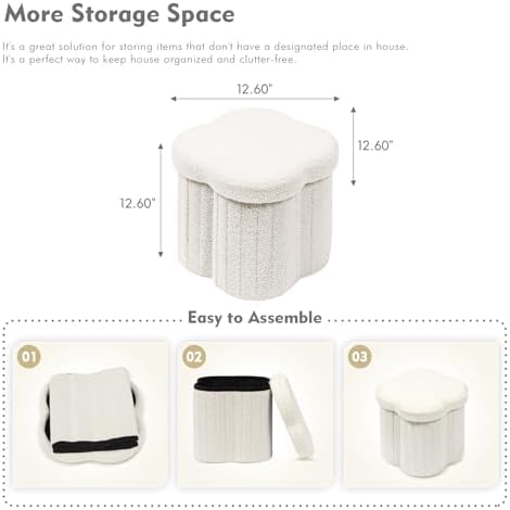 B FSOBEIIALEO Storage Ottoman Cube, Flowers Shaped Ottomans - Image 3