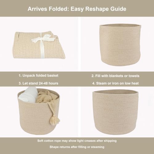 XUANGUO Cotton Rope Basket For Girls Boys Kids 16”X14” - Image 7