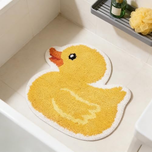 FYSUIMU Yellow Duck Bath Rug Cute Rubber Duck Shaped Tuft Bath Mat Non Slip - Image 5