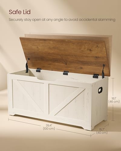 VASAGLE Storage Chest with 2 Safety Hinges, 15.7 x 39.4 x 18.1 Inches - Image 3