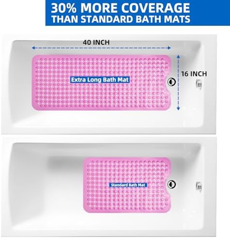 ZHICHENG Bath Tub and Shower Mats, Non-Slip 39 x 16 Inch Extra Long Bath Mat - Image 6
