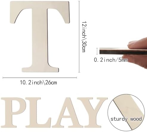 Wooden Letters 12 Inch Large Paintable Wood Letters T - Image 2