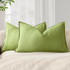 Foindtower Decorative Linen Lumbar Throw Pillow Covers 12x20 Lush Green by Foindtower