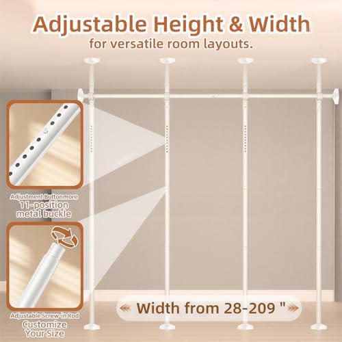 Room Divider No Drilling Curtain Rod Wall Divider - Image 2