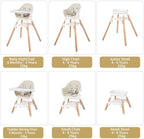 6 in 1 Baby High Chair, Convertible Wooden High Chairs - Image 3