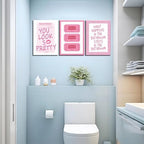 JBZDD 3Pcs Framed Preppy Pink Bathroom Wall Art Set, Funny Guest Check & Shower - Image 6