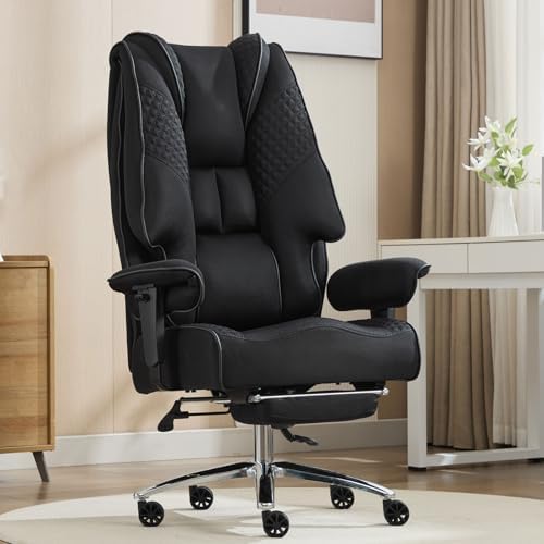 EXCEBET Big and Tall Office Chair 400lbs Wide Seat, Leather High Back Executive by EXCEBETOFFICECHAIR
