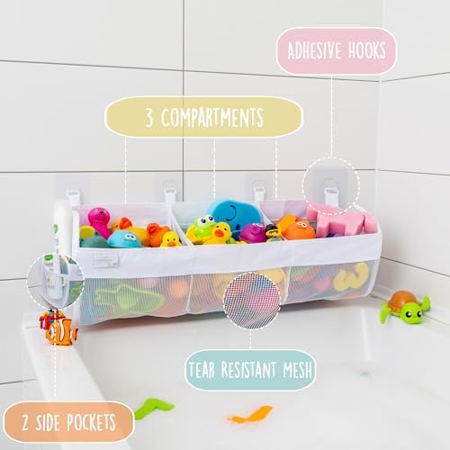 Comfylife Large Bath Toy Organizer – 3 Compartment Bath Toy Holder - Image 4