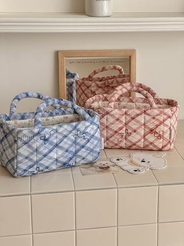 Small Storage Basket Organizer, Mini Fabric Floral Storage Baskets - Image 2