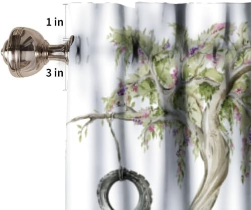 Forest Animals Valance Curtains Watercolor Bear Fox Rabbit Tree Branch Print - Image 3