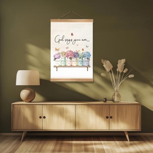 God Says You Are Wall Art Poster, Positive Christian Bible Verse Linen Canvas - Image 7