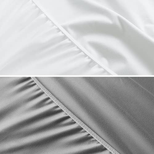 2 Pack Bassinet Sheets Fitted Waterproof White & Grey - Image 4