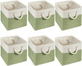 6 Pack 11x11 Inch Green Cube Storage Bins Square Fabric Cube Baskets Handle by Geiserailie