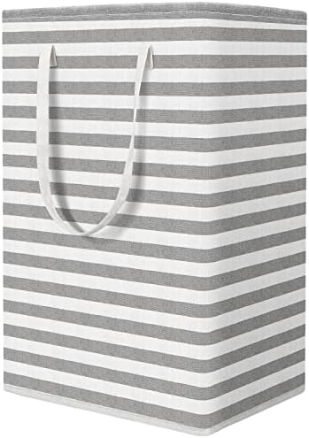 StorageRight Laundry Basket Hamper, 75L Clothes Storage, Striped Grey by StorageRight