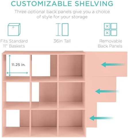 Best Choice Products Kids Bookcase 9-Cube Storage Organizer, 11in Shelf Opening - Image 3
