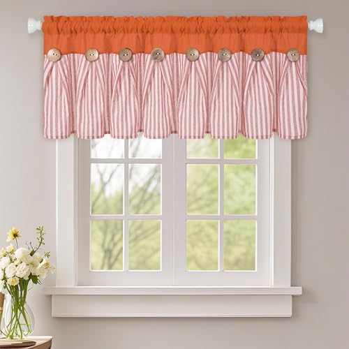 ASPMIZ Farmhouse Cotton Linen Valances - Image 2