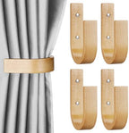 Kigley 4 Pcs Curtain Tiebacks Wood Holdbacks Wooden Curtain Hooks U Shaped by Kigley